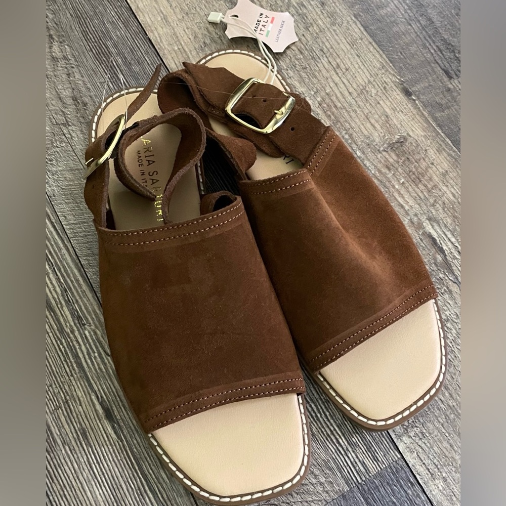 Italian Leather Brown Suede Sandals